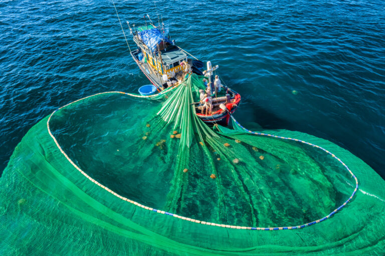 Fishing net in ocean